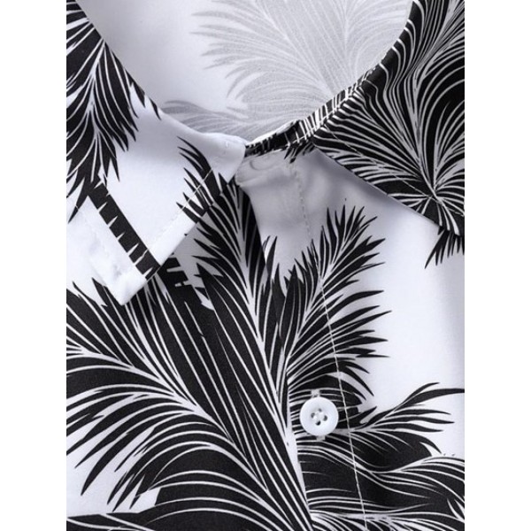 Coconut Tree Print Short Sleeve Shirt