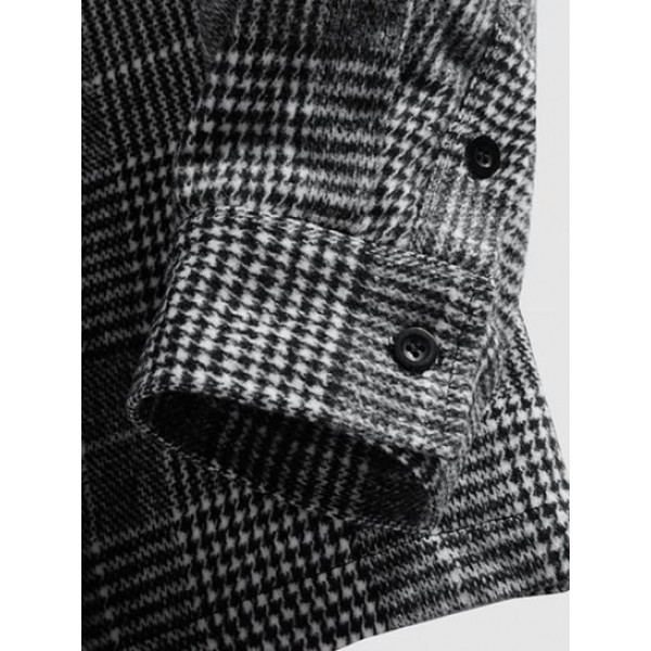 Houndstooth Pattern Casual Zip Jacket