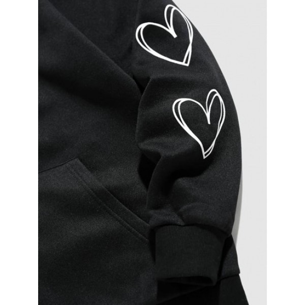 Heart Spider Web Halloween Zip Up Fleece Lining Hooded Coat