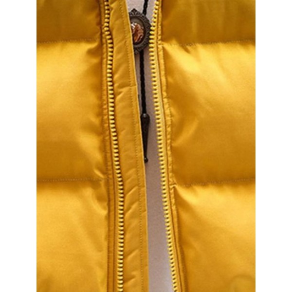 Zip Up Letter Graphic Pockets Puffer Coat