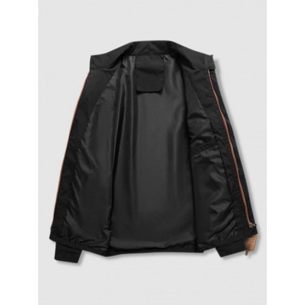 Zip Up Flap Pocket Stand Collar Jacket