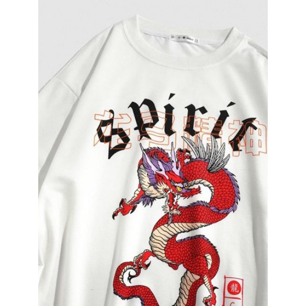 Streetwear Dragon Spirit Print Graphic Sweatshirt