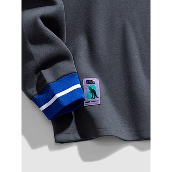 Blokecore Letter Graphic Stripes Panel Polo Sweatshirt