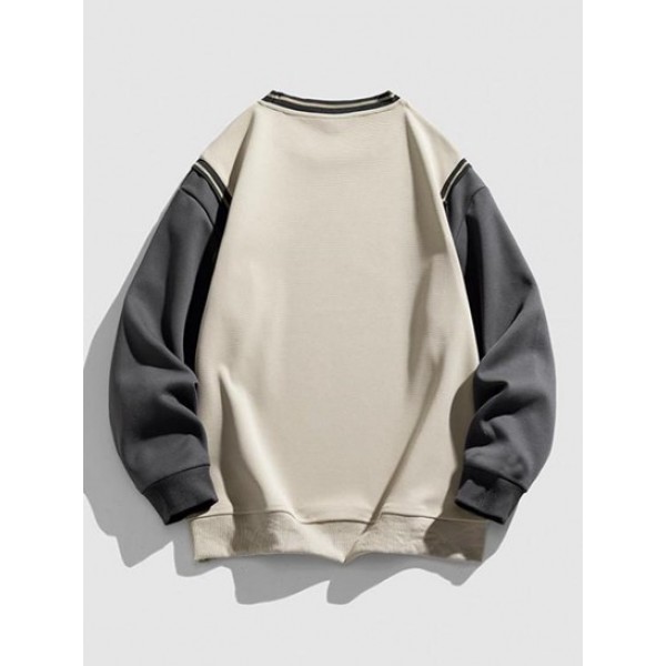 Blokecore Letter Printed Colorblock Faux Twinset Sweatshirt