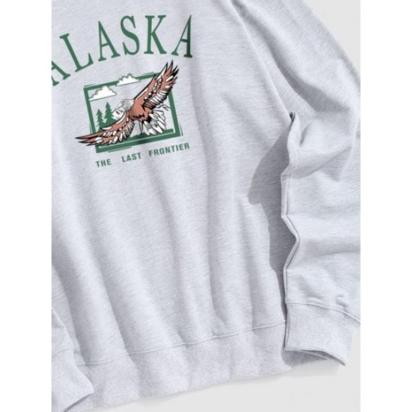 Blokecore Streetwear ALASKA Eagle Graphic Print Pullover Vintage Sweatshirt