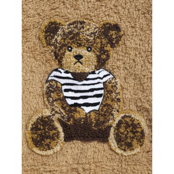 Bear Pattern Pullover Fluffy Teddy Hoodie