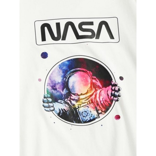 Galaxy Astronaut Letter Graphic 3D Print T-shirt