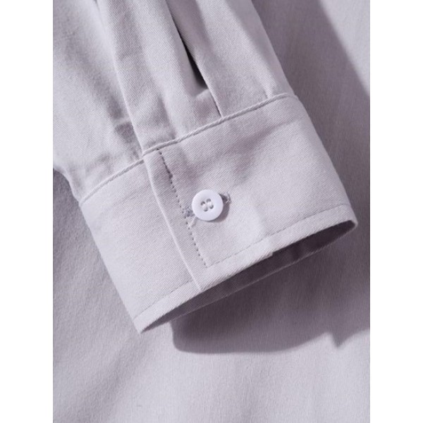 Solid Color Pockets Casual Cargo Shirt