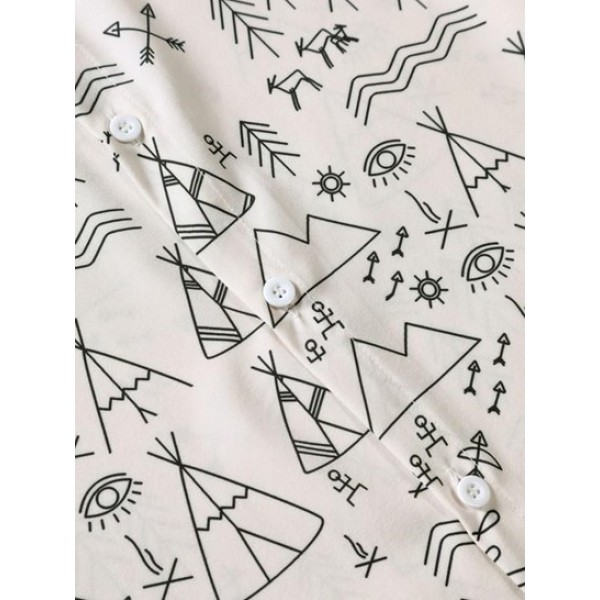 Geometric Figure Pattern Short Sleeves Shirt