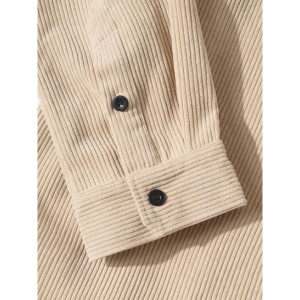 Solid Color Long Sleeve Corduroy Shirt