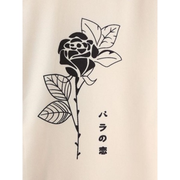 Graffiti Rose Printed Casual Shirt